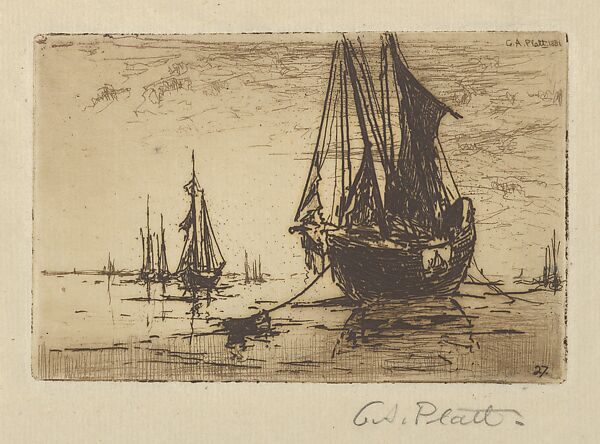 Sketch of a Boat, Charles Adams Platt (American, New York 1861–1933), Etching; trial proof 