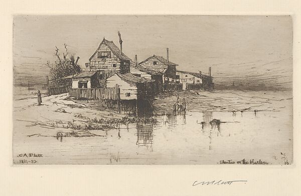 Shanties on the Harlem, Charles Adams Platt (American, New York 1861–1933), Etching; published state 