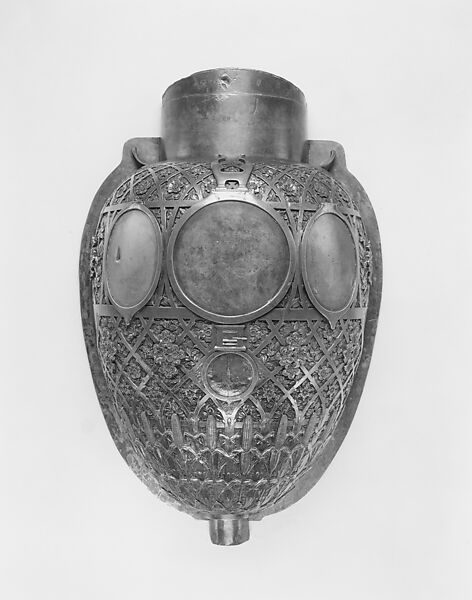 Full-size pattern for facsimile of front half of body of Bryant Vase, Tiffany &amp; Co. (1837–present), Copper, metal alloy, lead, American 