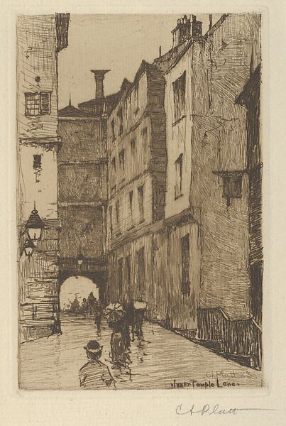 Inner Temple Lane, Charles Adams Platt (American, New York 1861–1933), Etching and drypoint; published state 