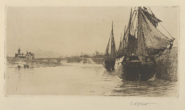 Evening, Trouville, Charles Adams Platt (American, New York 1861–1933), Etching; trial proof a 