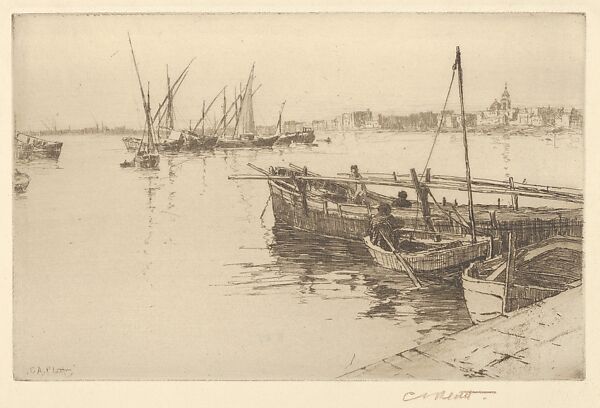 Harbor of Naples, Charles Adams Platt (American, New York 1861–1933), Etching; trial proof 