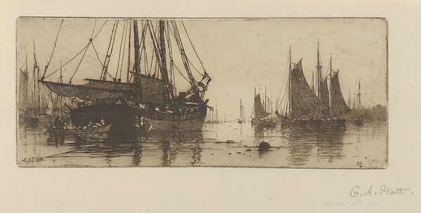 Fishing Boats, Charles Adams Platt (American, New York 1861–1933), Etching; trial proof a 