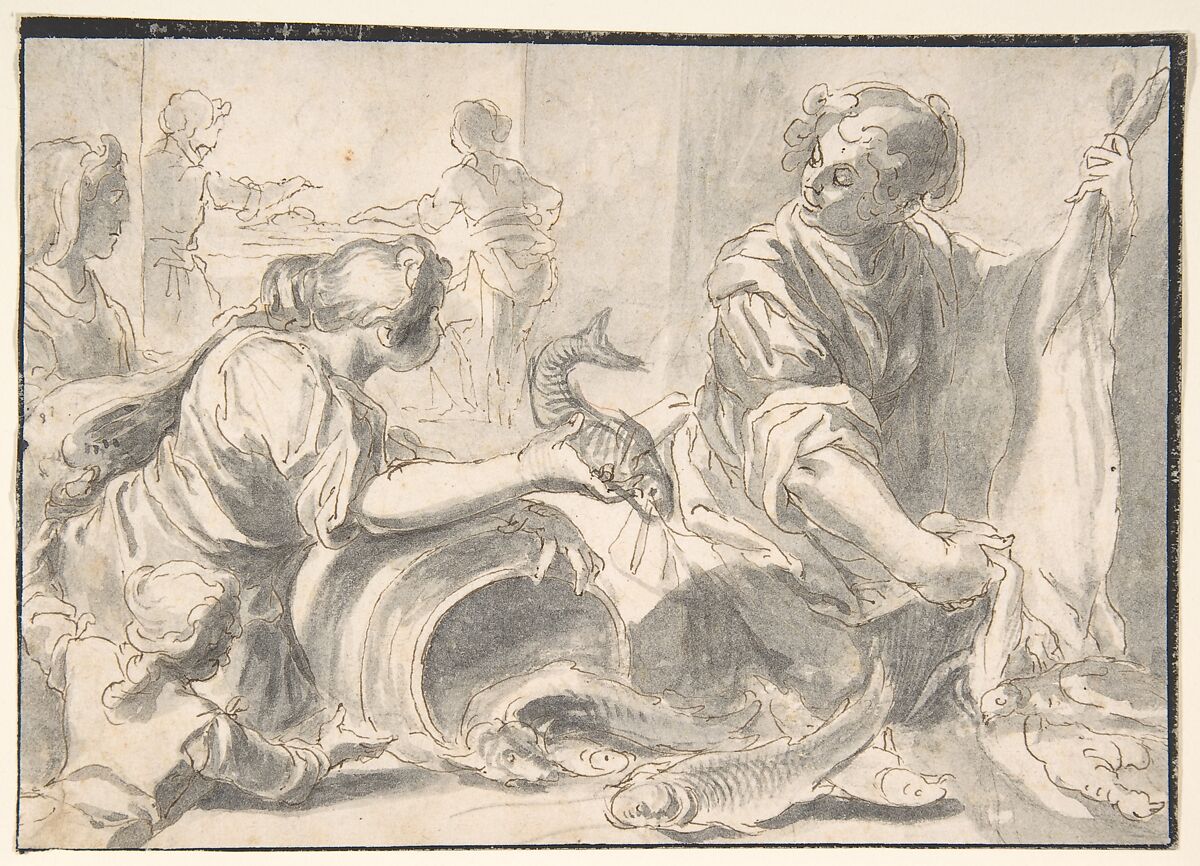 Market Scene, Matthäus Gundelach (German, Hessen ca. 1566–1653/4 Augsburg), Pen and brown ink, brush and gray wash, over black and red chalk