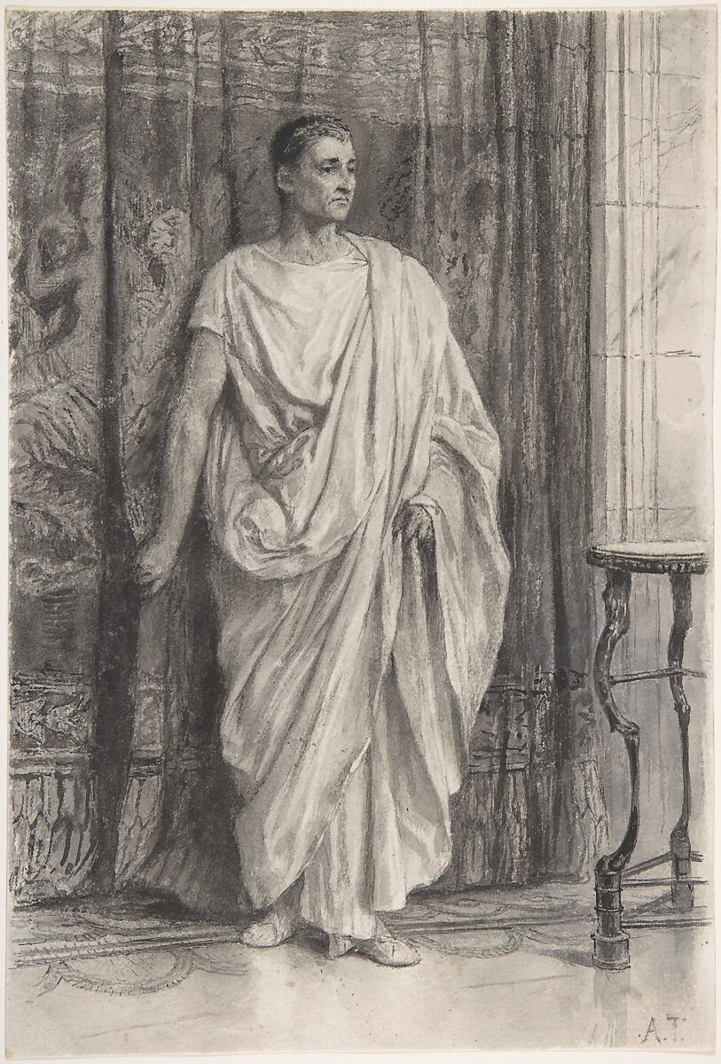 Standing Roman, In the style of Sir Lawrence Alma-Tadema (British (born The Netherlands), Dronrijp 1836–1912 Wiesbaden), Pen and gray ink, brush and gray wash 