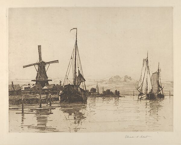 Afternoon on the Maas, Charles Adams Platt (American, New York 1861–1933), Etching on zinc; published state 