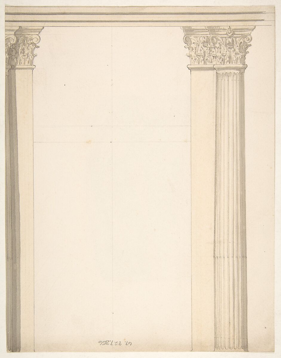 Design for decorative border, Jules-Edmond-Charles Lachaise (French, died 1897), Graphite, pen and ink, and watercolor on wove paper; mounted on wove paper