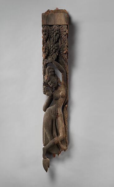 Temple Strut with a Tree Goddess (Shalabhanjika), Wood, Nepal (Kathmandu Valley) 