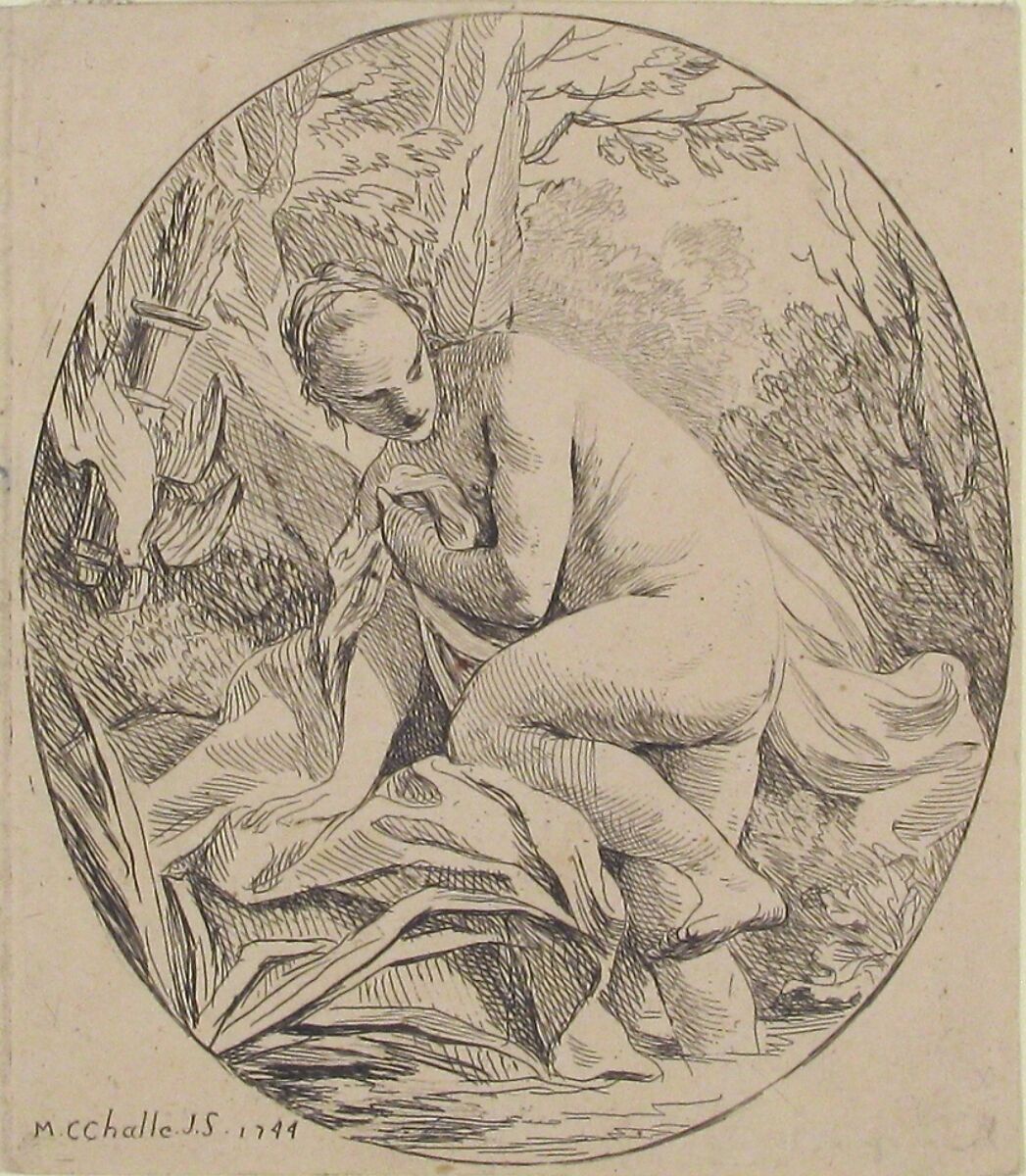 Diana at the Bath, Charles Michel Ange Challe (French, Paris 1718–1778 Paris), Etching