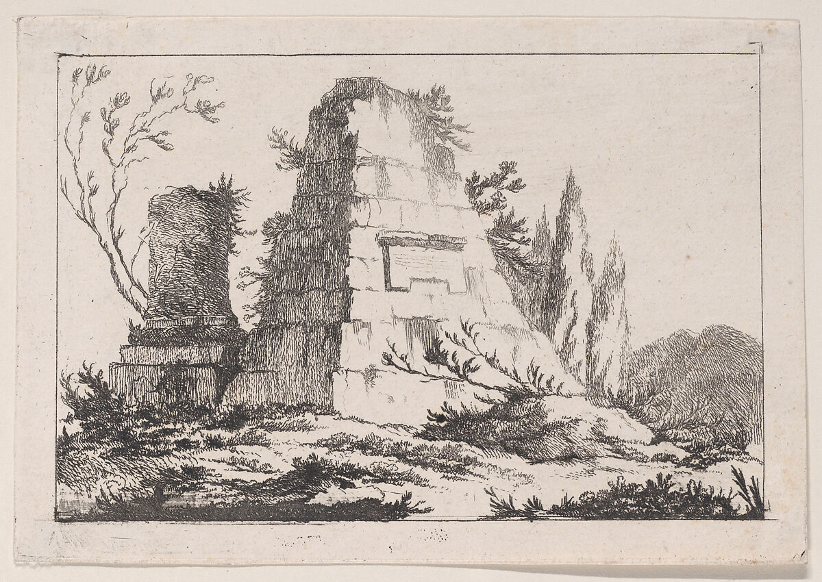 Rustic Landscape with Stone Monument, Louis Philippe Joseph, duc de Chartres (French, 1726–1785), Etching 