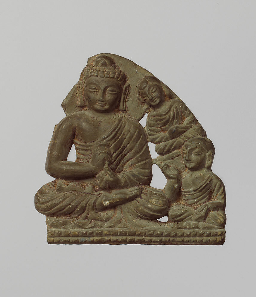 Portable Shrine with the Buddha Shakyamuni Preaching his First Sermon, Phyllitic green schist, Pakistan (ancient region of Gandhara) 