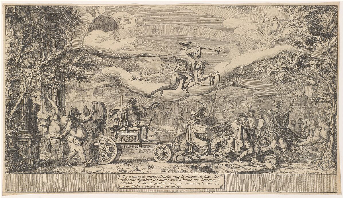 The Triumph of Modern Art, Attributed to Jean Barbault (French, Viarmes 1718–1762 Rome), Etching