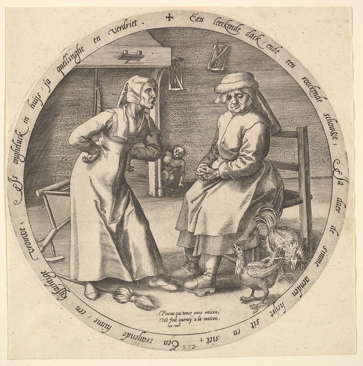 The Scolding Woman and the Cackling Hen, Pieter Bruegel the Elder  Netherlandish, Engraving