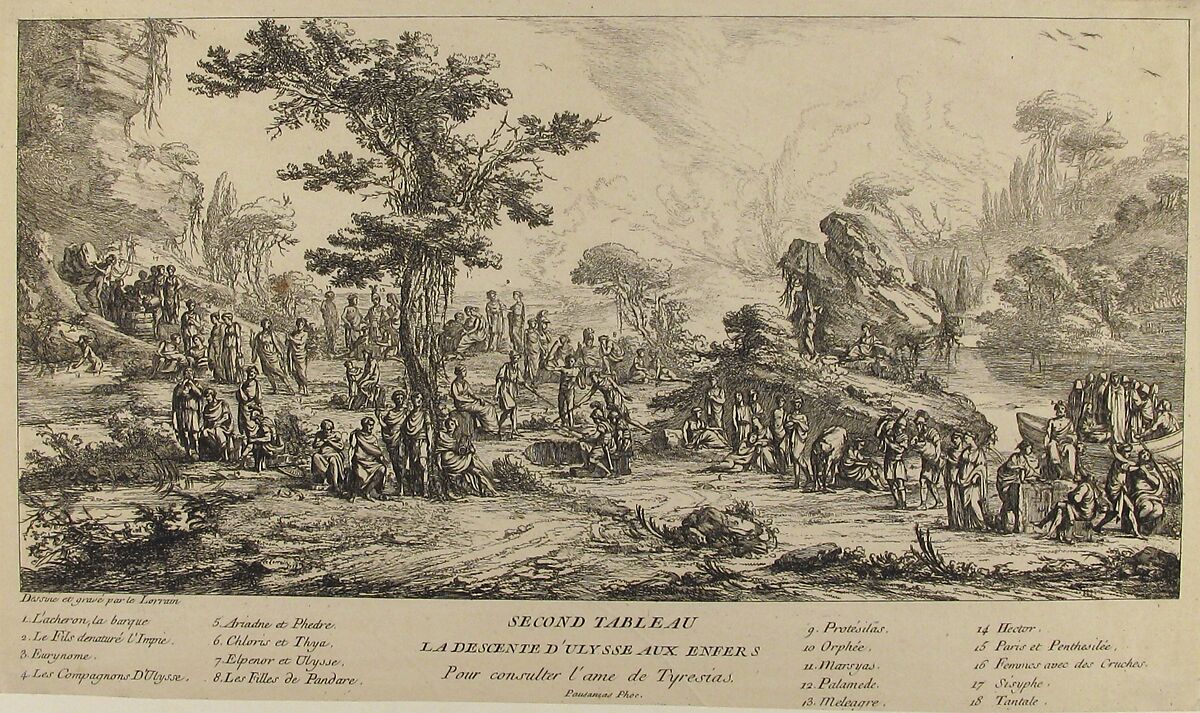 La Descente D'Ulysse Aux Enfers, Louis Joseph Le Lorrain (French, Paris 1715–1759 Saint Petersburg), Etching 