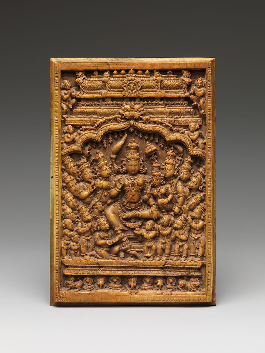 Rama, Sita, and Lakshmana being Honored by Sages, Hanuman, and his Army, Ivory, India (Tamil Nadu) 
