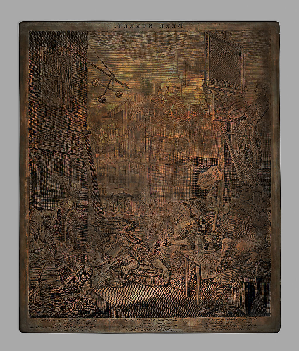 Beer Street, William Hogarth (British, London 1697–1764 London), Engraved copper plate