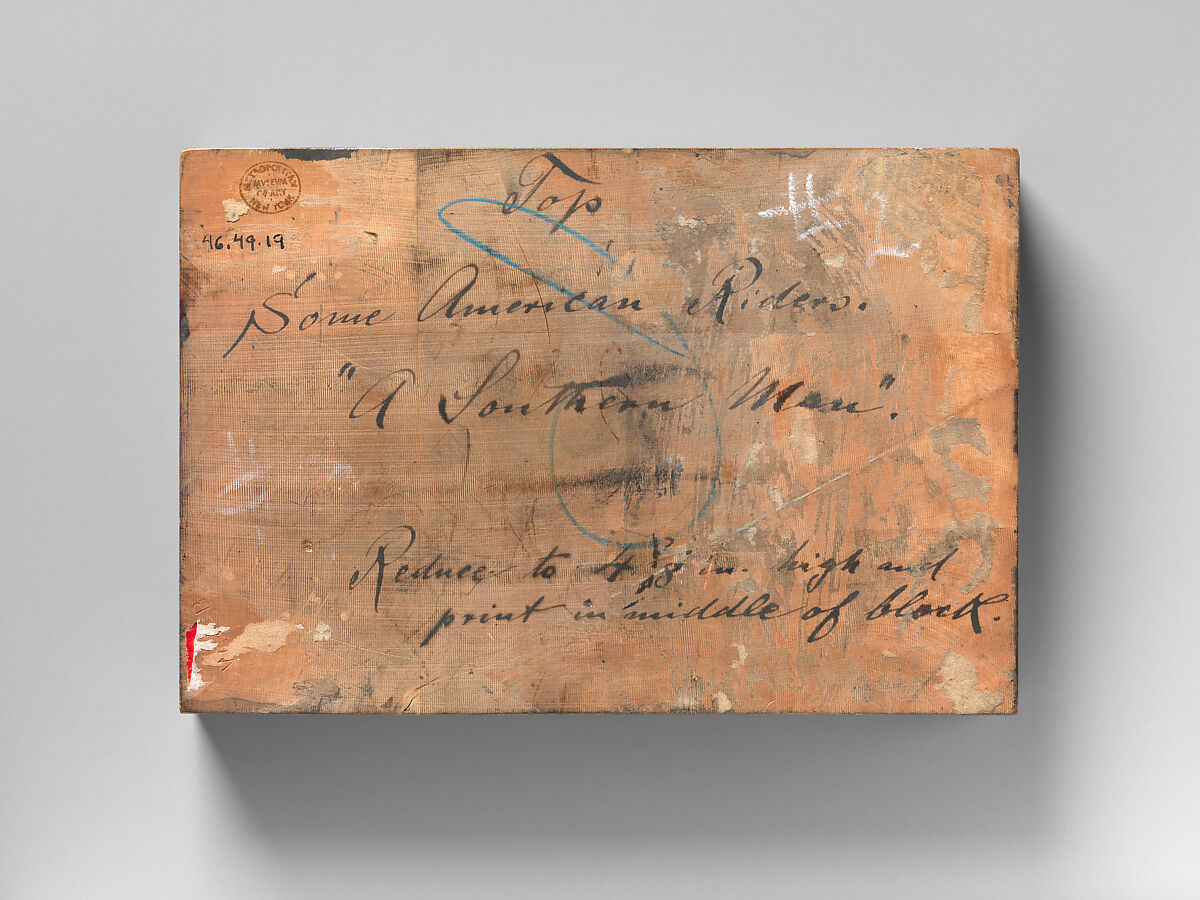 A Southern Rider, from "Some American Riders," for "Harper's New Monthly Magazine," August 1891, Frederic Remington (American, Canton, New York 1861–1909 Ridgefield, Connecticut), Woodblock