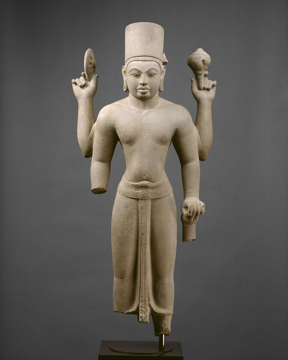 Standing Four-Armed Vishnu, Stone, Vietnam (Mekong Delta area) 