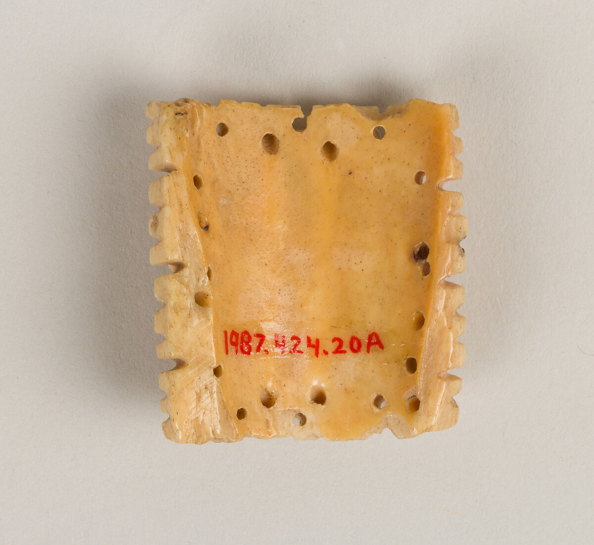 Two Plaques from a Tantric Ritual Apron, Kinnari, and Lotus Flower, Bone, Tibet