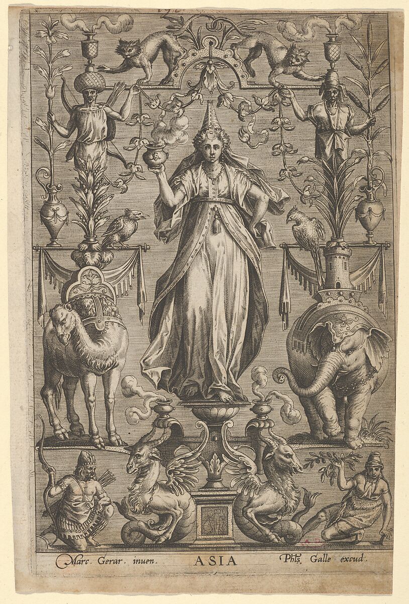Allegory of Asia, from "The Four Continents", After Marcus Gheeraerts the Elder (Flemish, Bruges ca. 1520–ca. 1590 London (?) (active England)), Engraving 