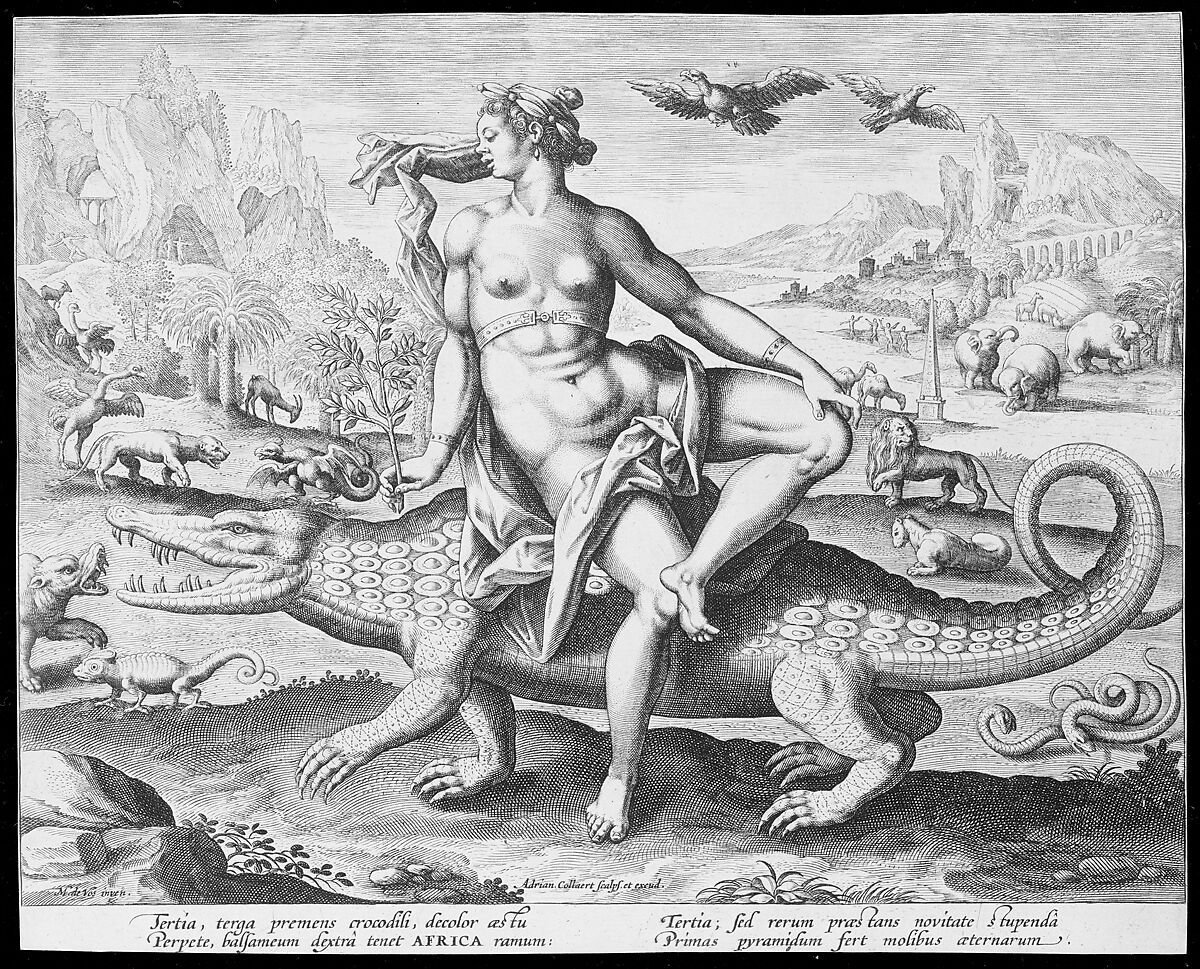 Allegory of Africa, from "The Four Continents", Adriaen Collaert (Netherlandish, Antwerp ca. 1560–1618 Antwerp), Engraving; second state of three 