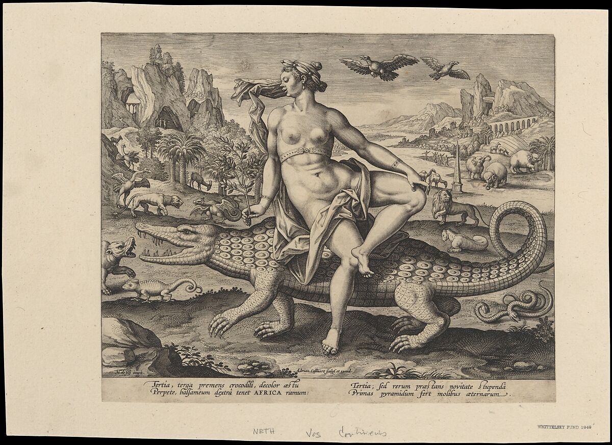 Allegory of Africa, from "The Four Continents", Adriaen Collaert (Netherlandish, Antwerp ca. 1560–1618 Antwerp), Engraving; first state 