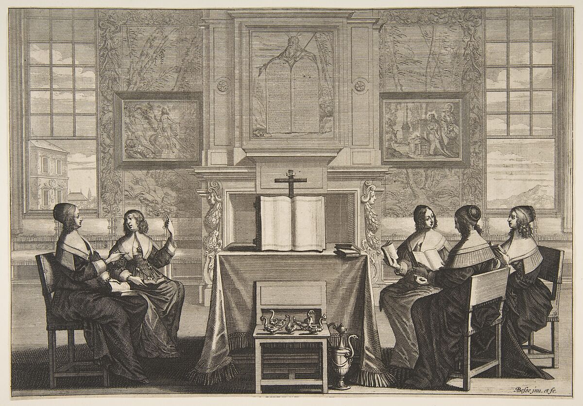 The Wise Virgins Conversing, Abraham Bosse (French, Tours 1602/04–1676 Paris), Etching 