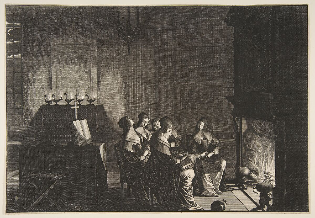 Foolish Virgins Sleeping (Les Vierges folles somnolent en attendant l'arrivé de l"époux), Abraham Bosse (French, Tours 1602/04–1676 Paris), Etching; first state of two (Join-Lambert and Préaud) 