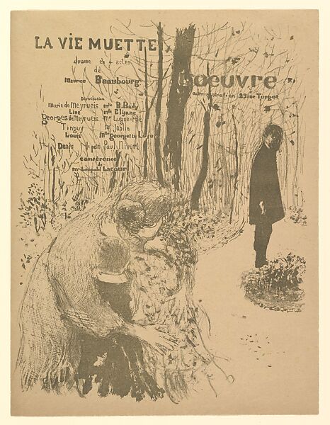 La Vie Muette, Program for the Théâtre de l'Oeuvre, November 1894, Edouard Vuillard (French, Cuiseaux 1868–1940 La Baule), Lithograph; only state 