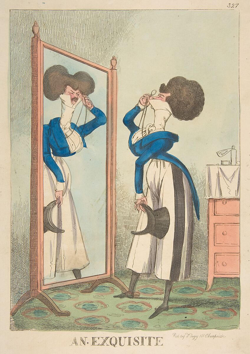 An Exquisite, George Cruikshank (British, London 1792–1878 London), Hand-colored etching 
