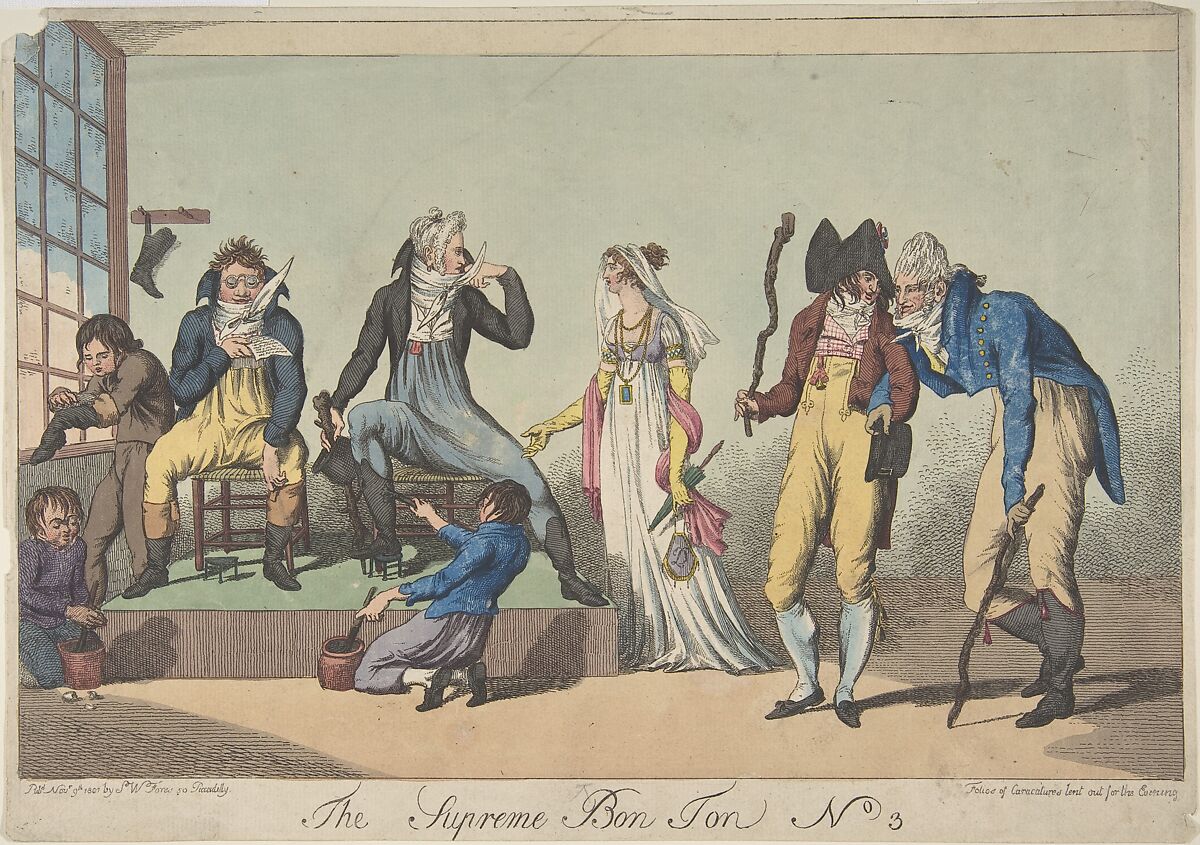 The Supreme Bon Ton, No. 3, Attributed to Charles Williams (British, active 1797–1830), Hand-colored etching 