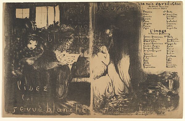 Program for L’Œuvre theater, February 1894 (Lisez la Revue Blanche / Une Nuit d’Avril à Ceos; L’Image), Edouard Vuillard (French, Cuiseaux 1868–1940 La Baule), Lithograph; second state of two 