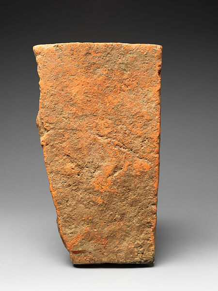 Tile with Impressed Figure Carrying a Festoon of Flowers, Terracotta, India (Jammu & Kashmir, ancient kingdom of Kashmir, Harwan)