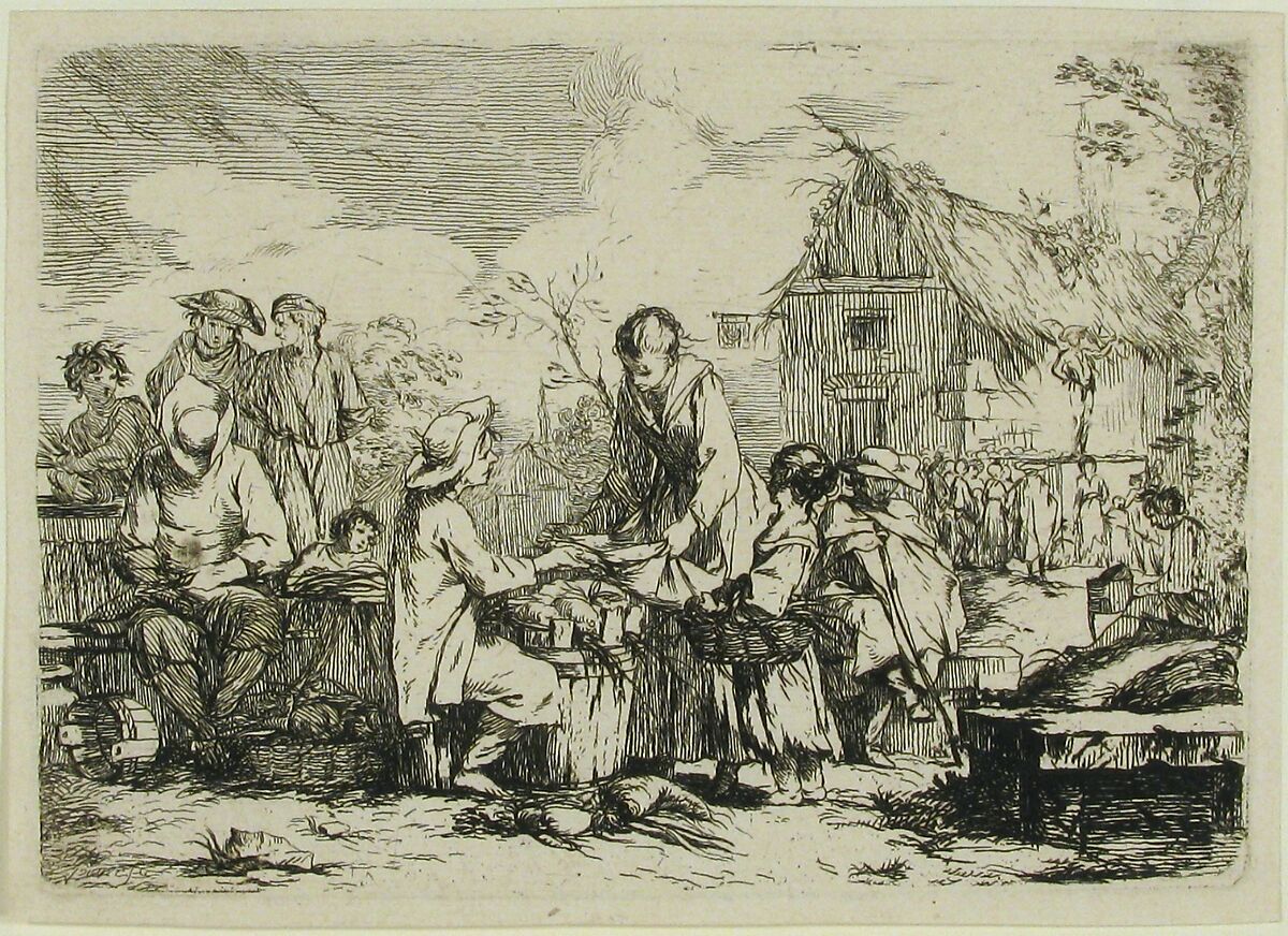Village Marketplace (Le Marché de village), Jean-Baptiste Marie Pierre (French, Paris 1714–1789 Paris), Etching