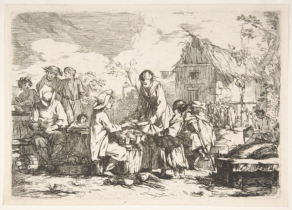 Village Marketplace (Le Marché de village), Jean-Baptiste Marie Pierre (French, Paris 1714–1789 Paris), Etching 