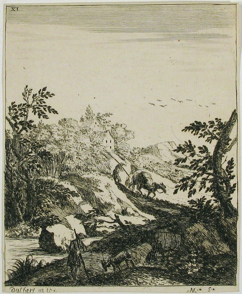 Landscape with a Goatherd and a Drover, Charles François César Le Tellier, Marquis Montmirail (French, 1734–1764), Etching 