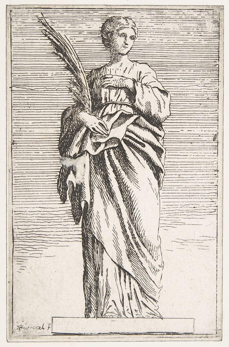 Standing Female Figure, Pierre Ignace Parrocel (French, 1702–1775), Etching 