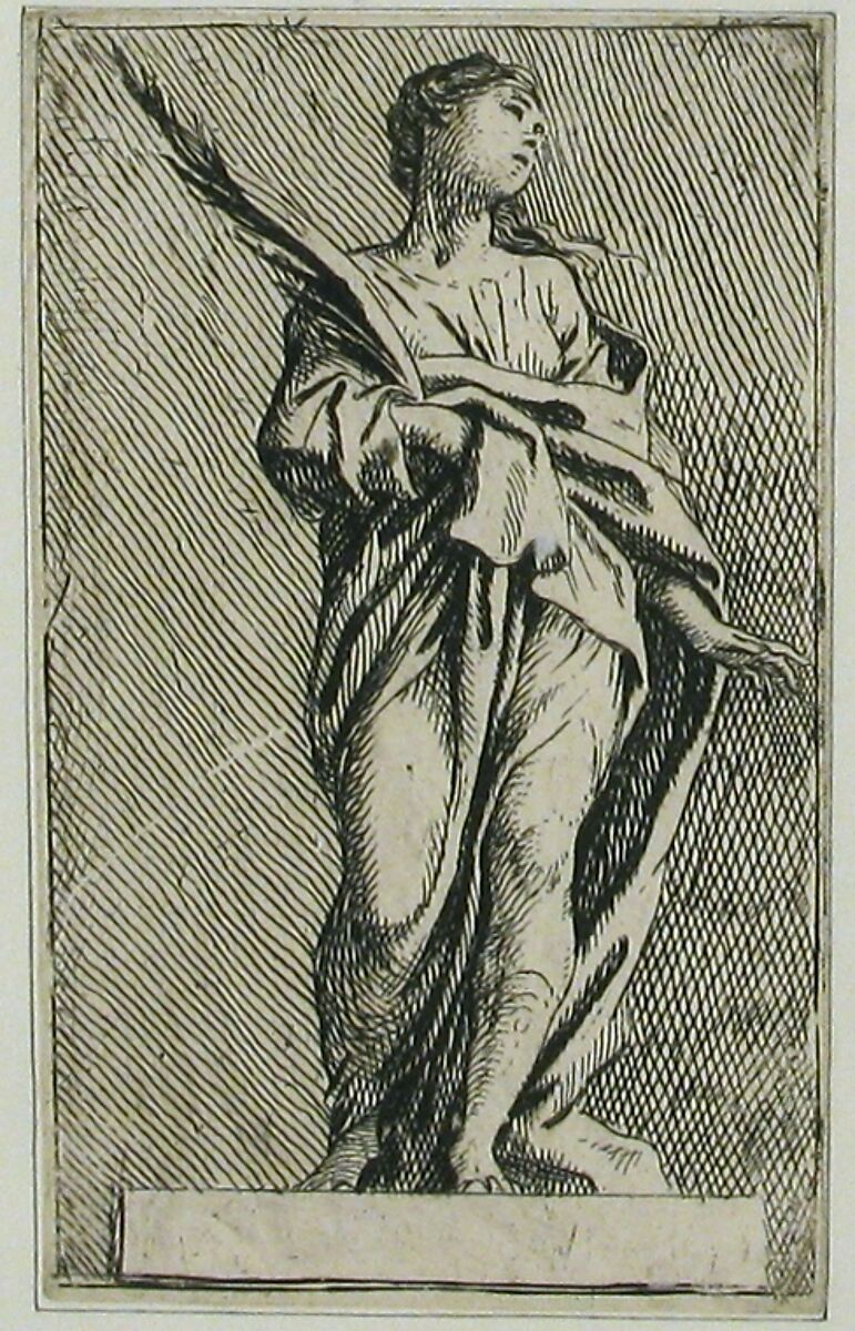 Standing Female Figure, Pierre Ignace Parrocel (French, 1702–1775), Etching