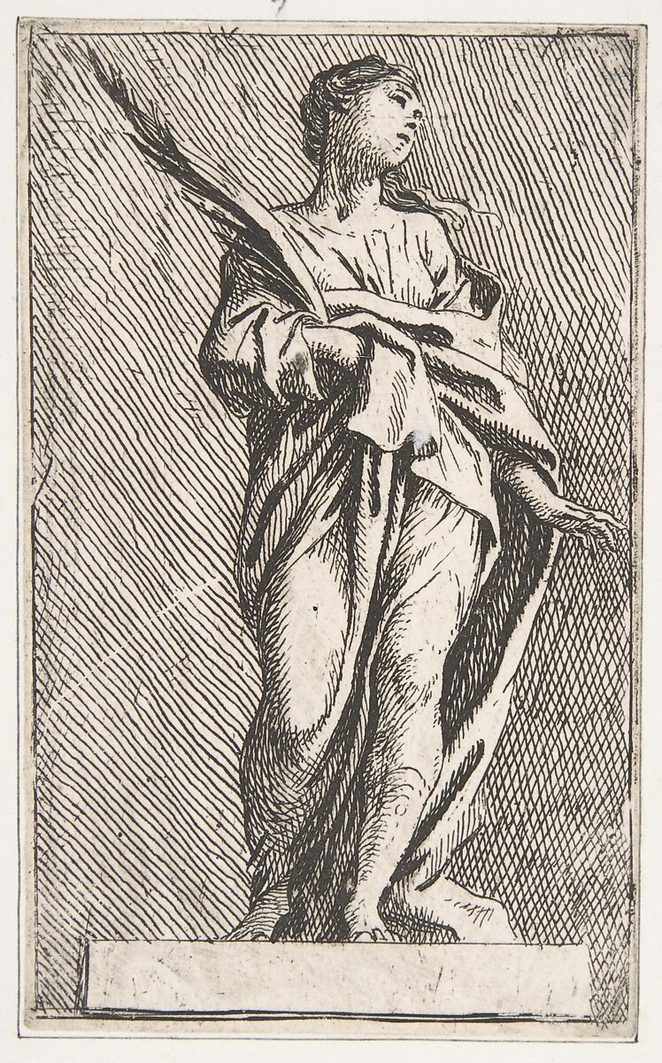 Standing Female Figure, Pierre Ignace Parrocel (French, 1702–1775), Etching 