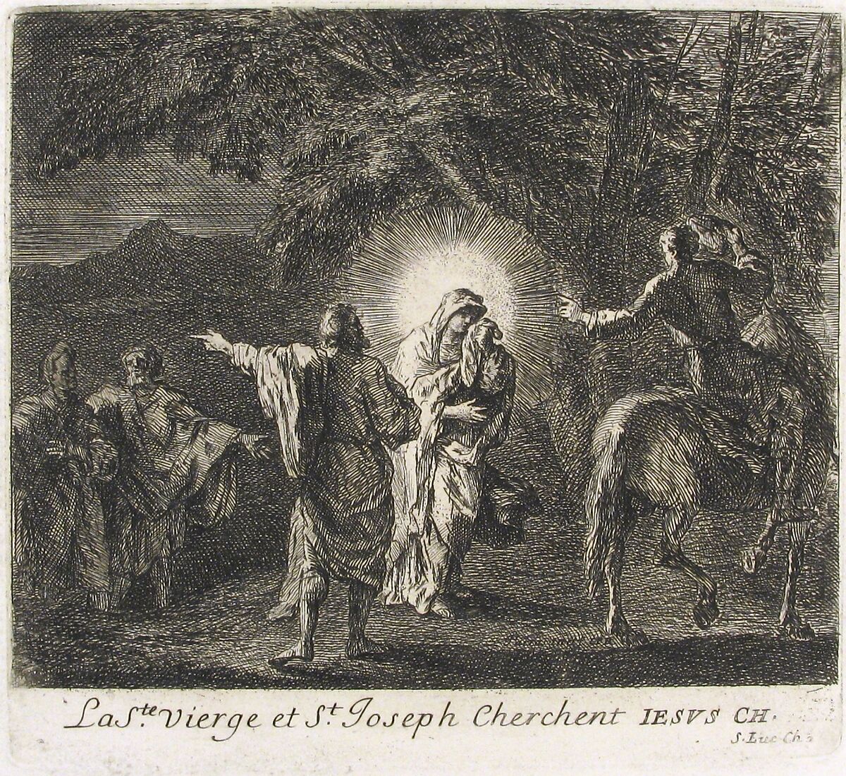 Virgin and St. Joseph Searching for Christ, Joseph François Parrocel (French, Avignon 1704–1781 Paris), Etching 