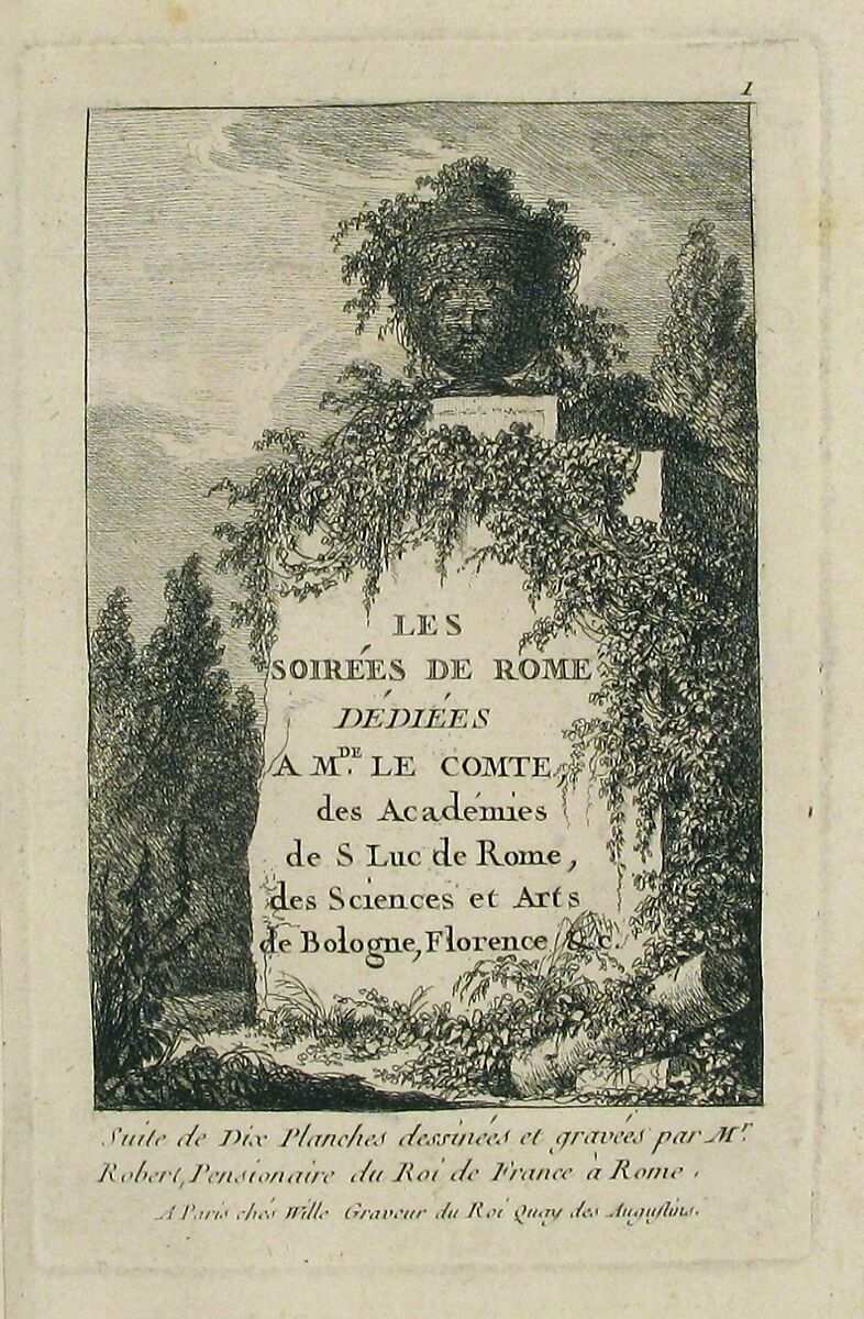 Title, "Les Soirées de Rome", Hubert Robert (French, Paris 1733–1808 Paris), Etching