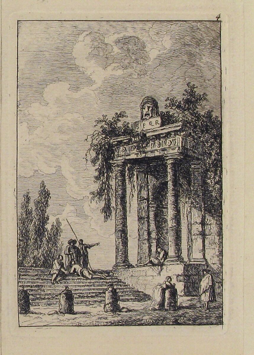 L'Escalier aux  Quatre Bornes, Hubert Robert (French, Paris 1733–1808 Paris), Etching