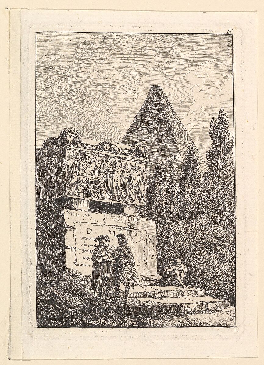 Le Sarcophage, Hubert Robert (French, Paris 1733–1808 Paris), Etching 