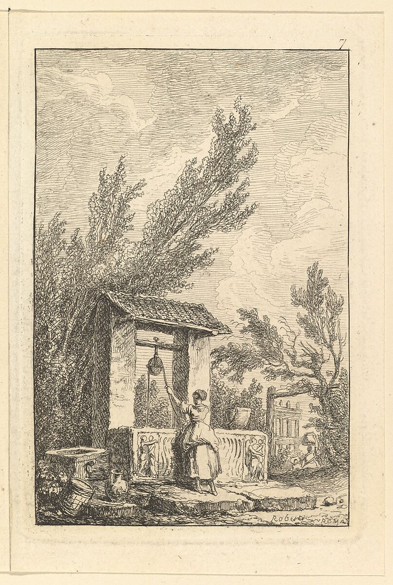 Le Puits, Hubert Robert (French, Paris 1733–1808 Paris), Etching 