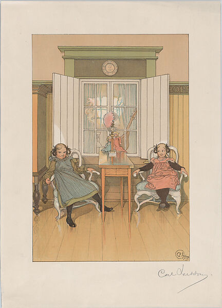 Kersti's Guests (Kerstis Främmande), from the portfolio of the Swedish Fine Art Print Society (Föreningen för Grafisk Konst), Carl Larsson (Swedish, Stockholm 1853–1919 Falun), Color lithograph; first state of two 