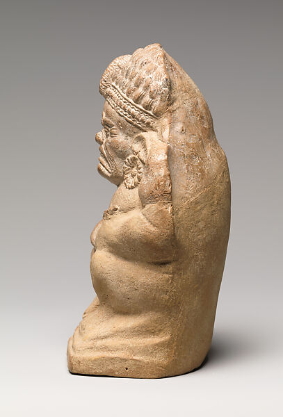 Rattle in the Form of a Crouching Grotesque Yaksha (Male Nature Spirit), Terracotta, India