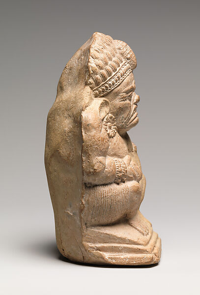 Rattle in the Form of a Crouching Grotesque Yaksha (Male Nature Spirit), Terracotta, India