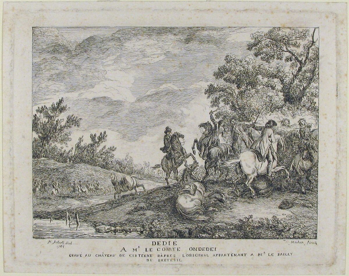 Clash of the Cavalry, Hubert Robert (French, Paris 1733–1808 Paris), Etching