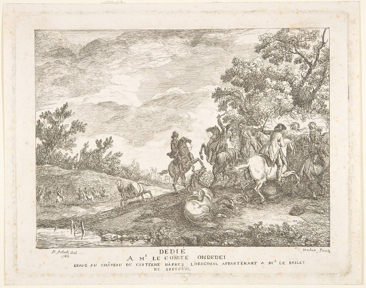Clash of the Cavalry, Hubert Robert (French, Paris 1733–1808 Paris), Etching 