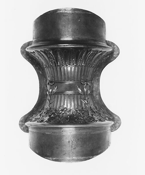 Full-size patterns for facsimiles of front and back halves of rim and neck of Bryant Vase, Tiffany &amp; Co. (1837–present), Copper, metal alloy, lead, American 